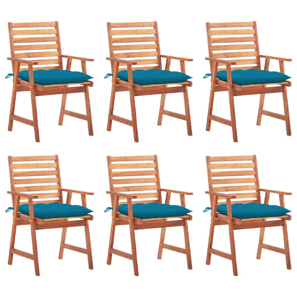 Cadeiras de jantar p/ jardim 6 pcs c/ almofadões acácia maciça