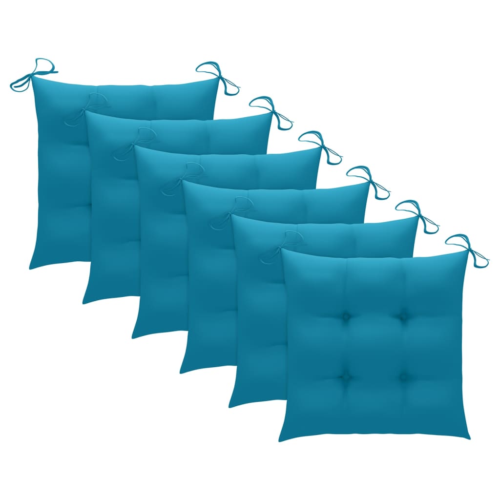 Cadeiras de jantar p/ jardim 6 pcs c/ almofadões acácia maciça