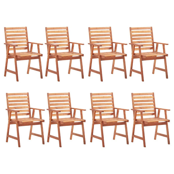 Cadeiras de jantar p/ jardim 8 pcs c/ almofadões acácia maciça