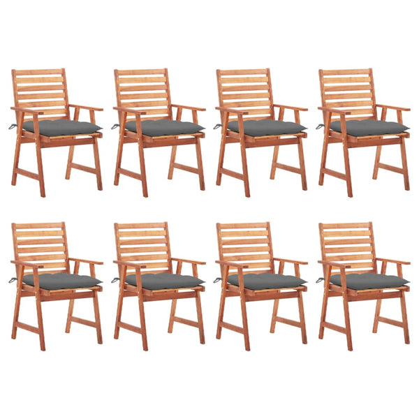 Cadeiras de jantar p/ jardim 8 pcs c/ almofadões acácia maciça