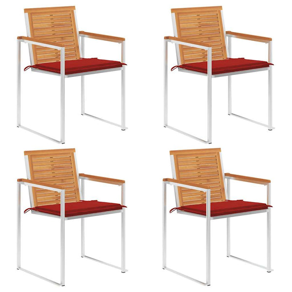 Cadeiras de jardim c/ almofadões 4 pcs madeira de acácia maciça