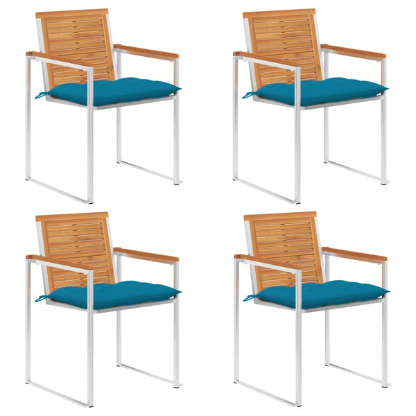 Cadeiras de jardim c/ almofadões 4 pcs madeira de acácia maciça