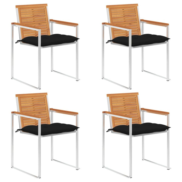 Cadeiras de jardim c/ almofadões 4 pcs madeira de acácia maciça