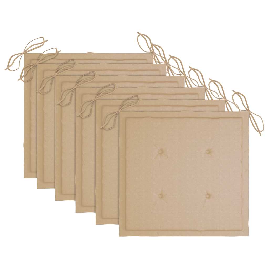 Cadeiras de jardim 6 pcs c/ almofadões madeira de acácia maciça