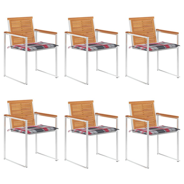 Cadeiras de jardim 6 pcs c/ almofadões madeira de acácia maciça