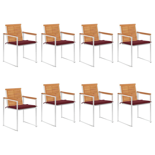 Cadeiras de jardim 8 pcs c/ almofadões madeira de acácia maciça