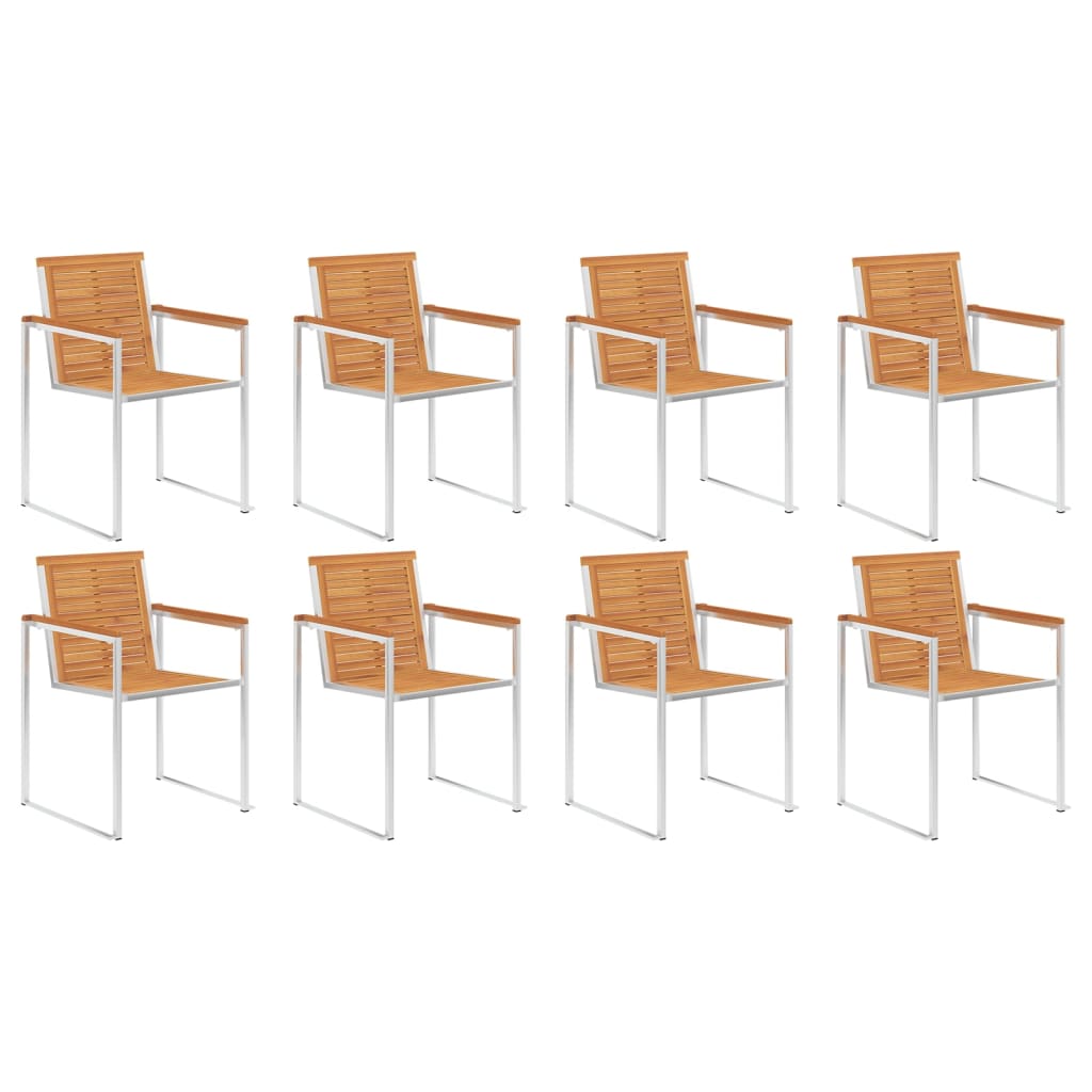 Cadeiras de jardim 8 pcs c/ almofadões madeira de acácia maciça