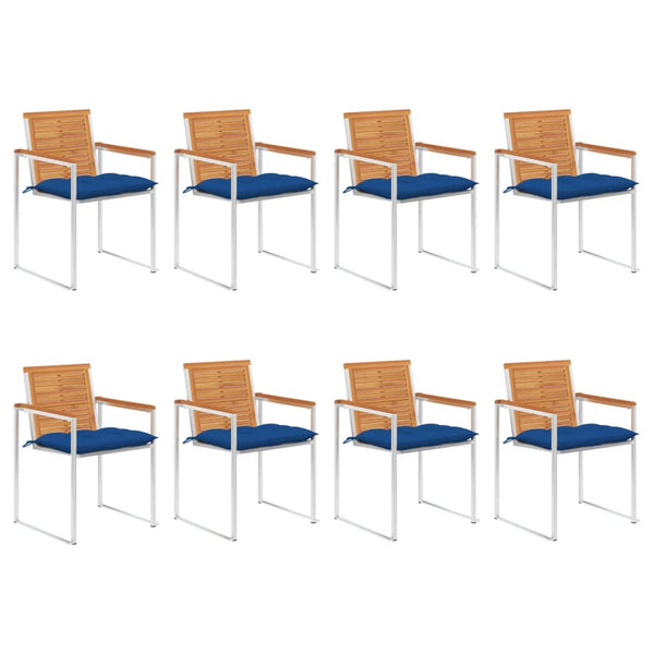 Cadeiras de jardim 8 pcs c/ almofadões madeira de acácia maciça