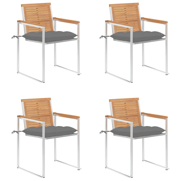 Cadeiras de jardim c/ almofadões 4 pcs madeira de teca maciça
