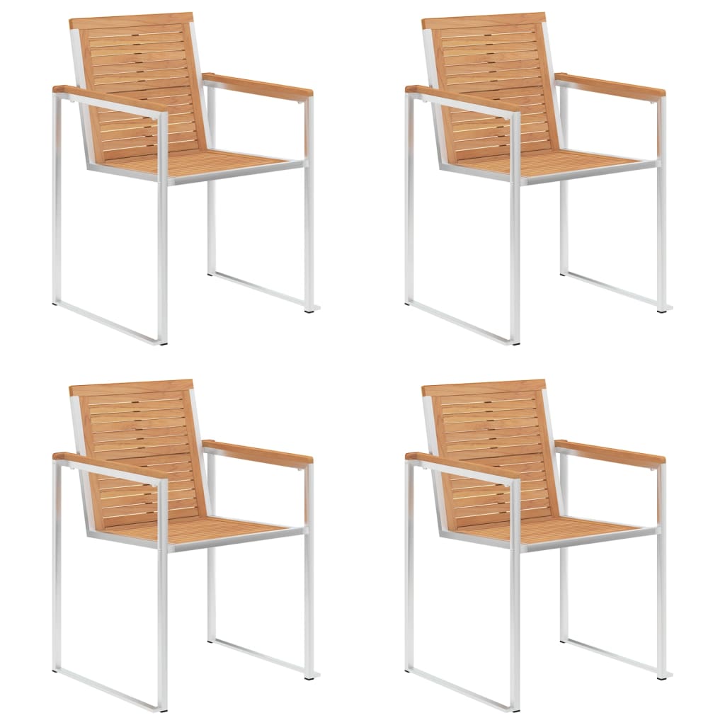 Cadeiras de jardim c/ almofadões 4 pcs madeira de teca maciça