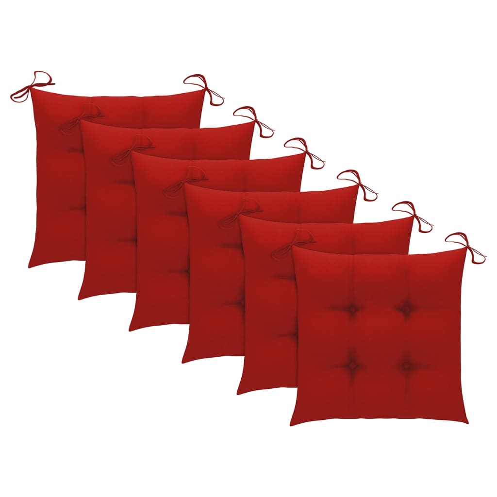 Cadeiras de jardim 6 pcs c/ almofadões madeira de teca maciça