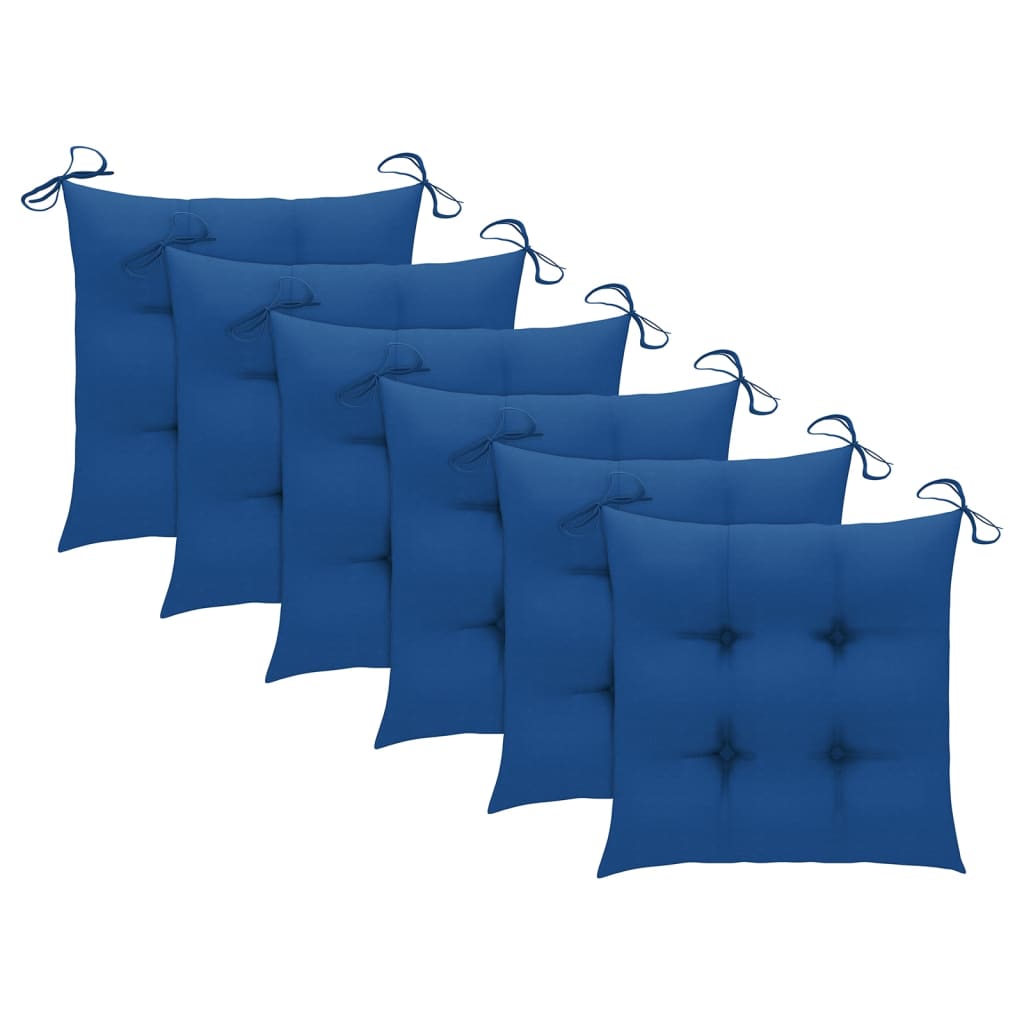 Cadeiras de jardim 6 pcs c/ almofadões madeira de teca maciça