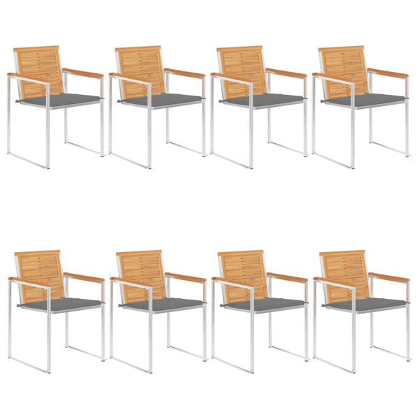 Cadeiras de jardim 8 pcs c/ almofadões madeira de teca maciça