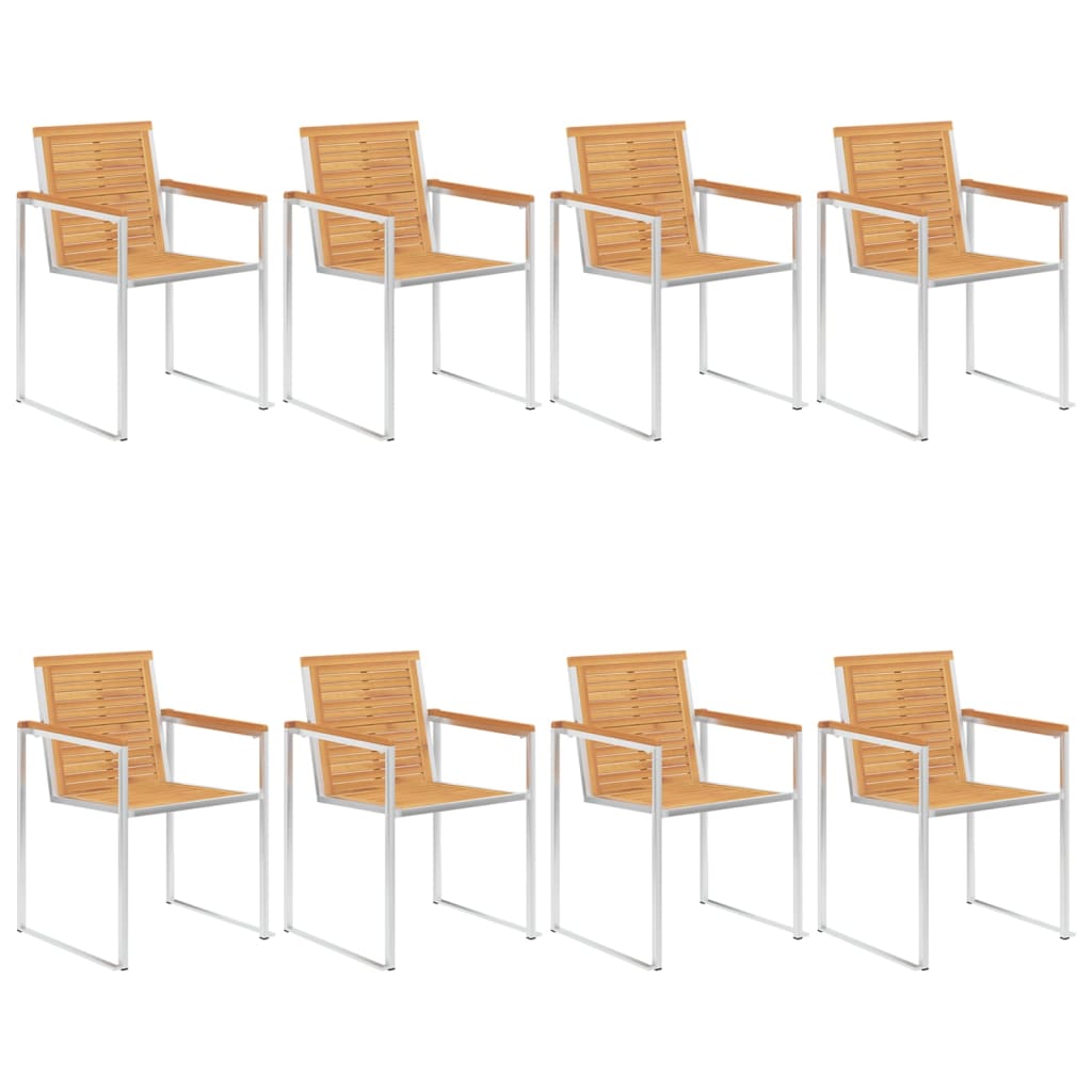 Cadeiras de jardim 8 pcs c/ almofadões madeira de teca maciça