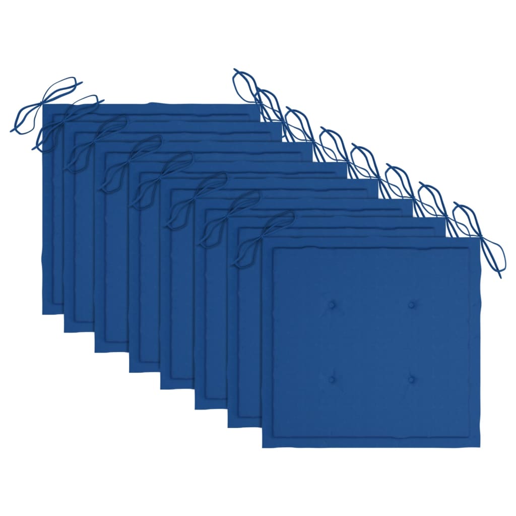 Cadeiras de jardim 8 pcs c/ almofadões madeira de teca maciça