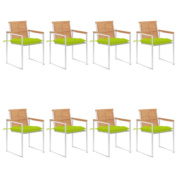 Cadeiras de jardim 8 pcs c/ almofadões madeira de teca maciça