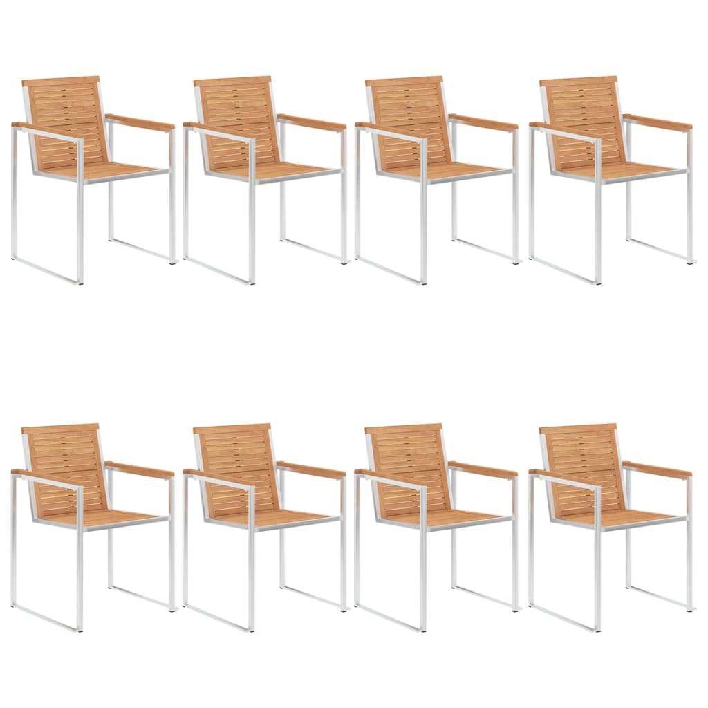 Cadeiras de jardim 8 pcs c/ almofadões madeira de teca maciça
