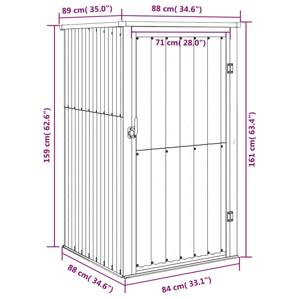 Abrigo p/ ferramentas jardim 88x89x161cm aço galvanizado cinza