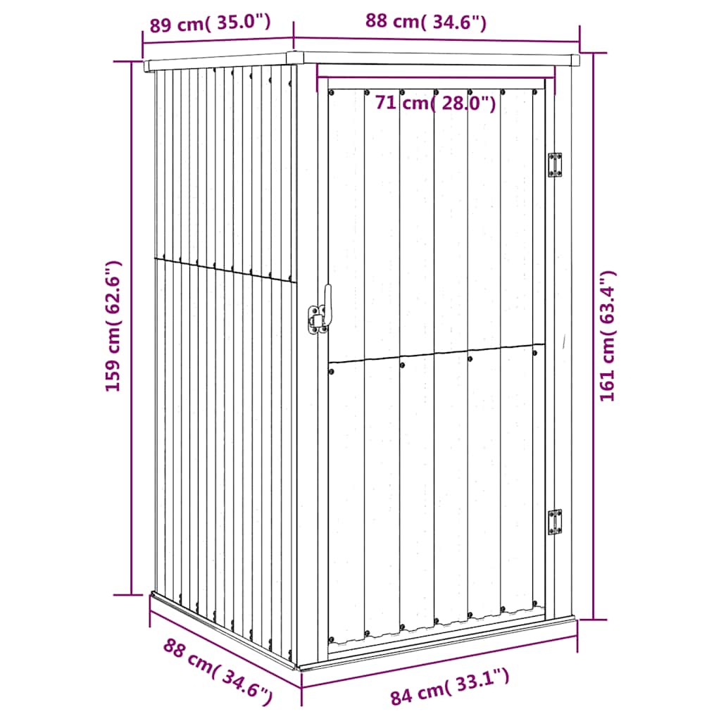 Abrigo p/ ferramentas jardim aço galvanizado castanho