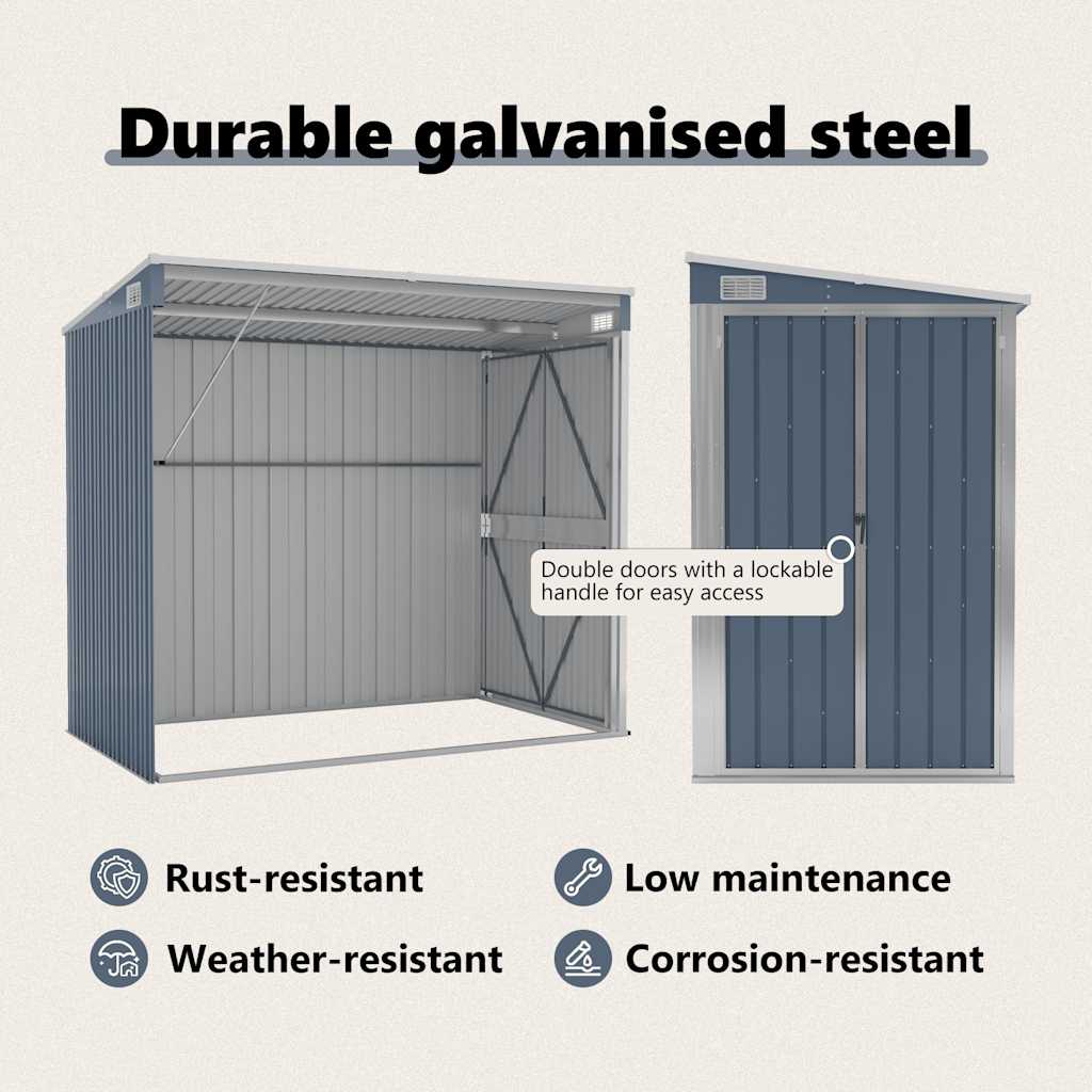 Abrigo suspenso p/ jardim 118x194x178 cm aço galvaniz. cinzento