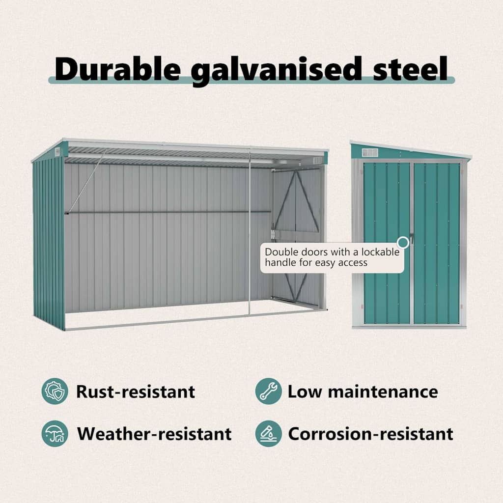 Abrigo suspenso p/ jardim 118x288x178 cm aço galvanizado verde