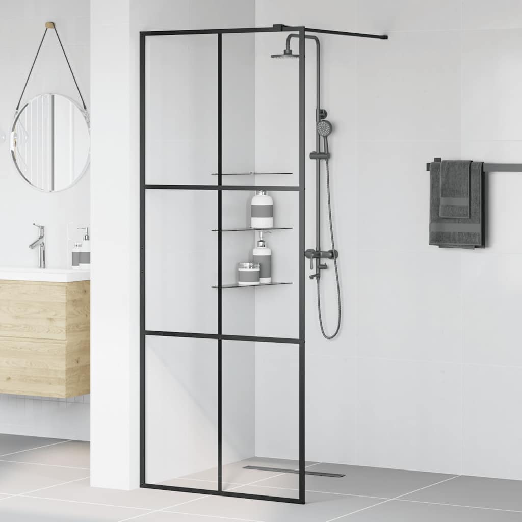 Divisória de chuveiro 80x195 cm vidro transparente ESG preto