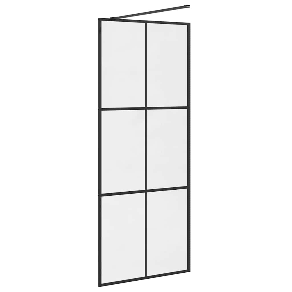 Divisória de chuveiro 80x195 cm vidro transparente ESG preto