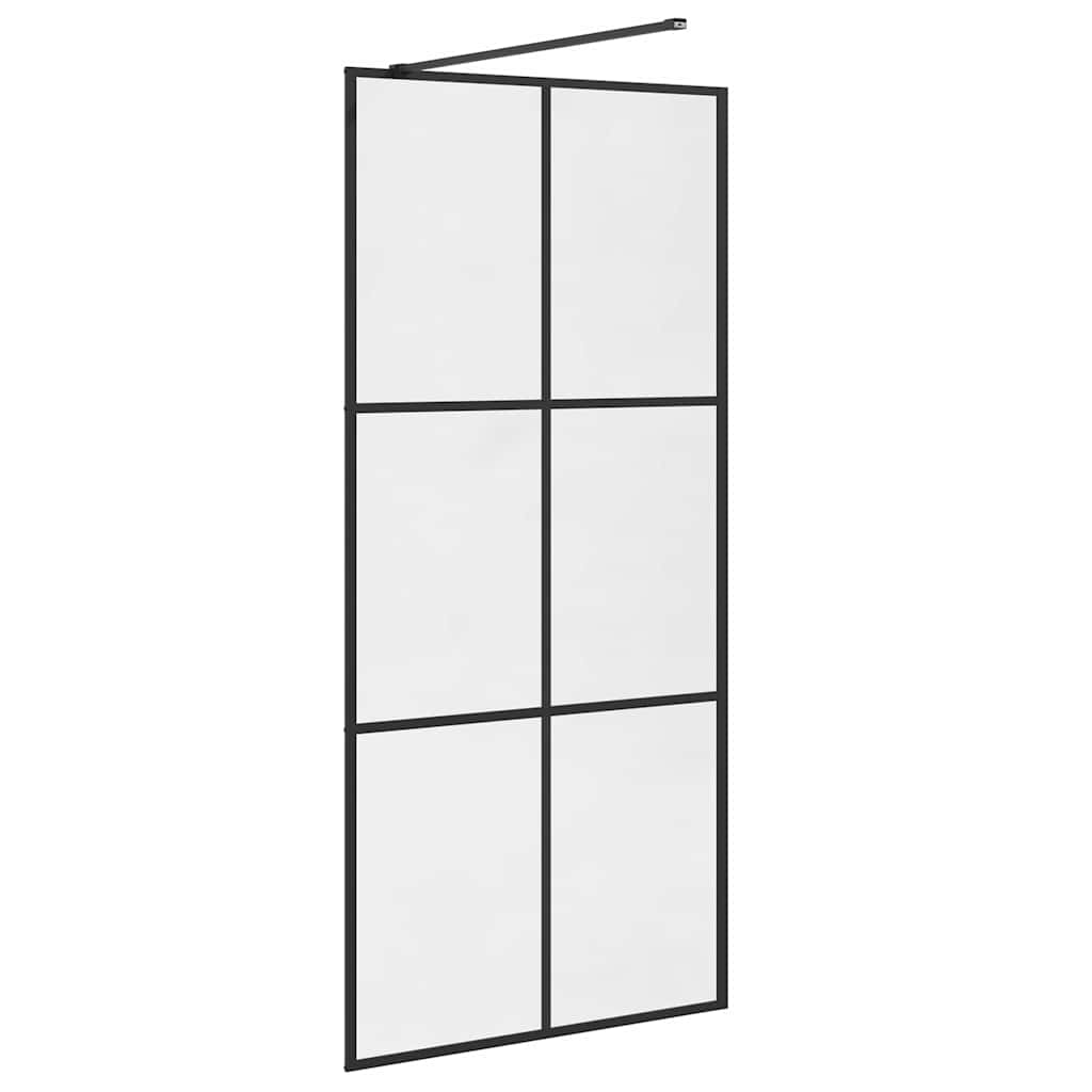 Divisória de chuveiro c/ vidro transparente ESG 90x195 cm preto