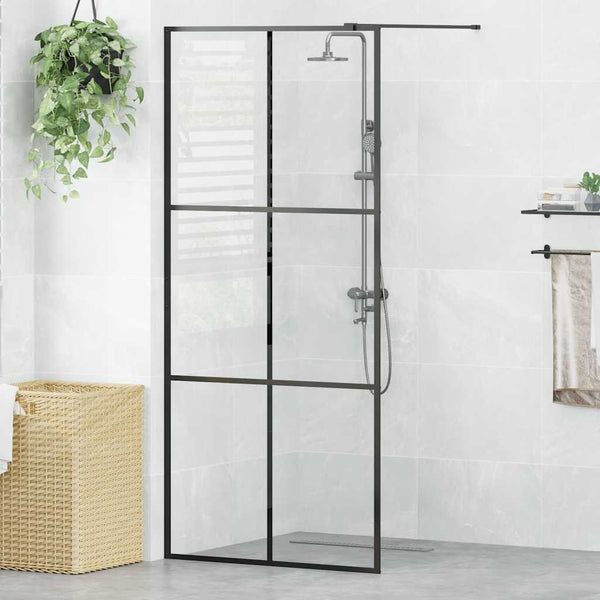 Divisória de chuveiro c/ vidro transparente ESG 90x195 cm preto