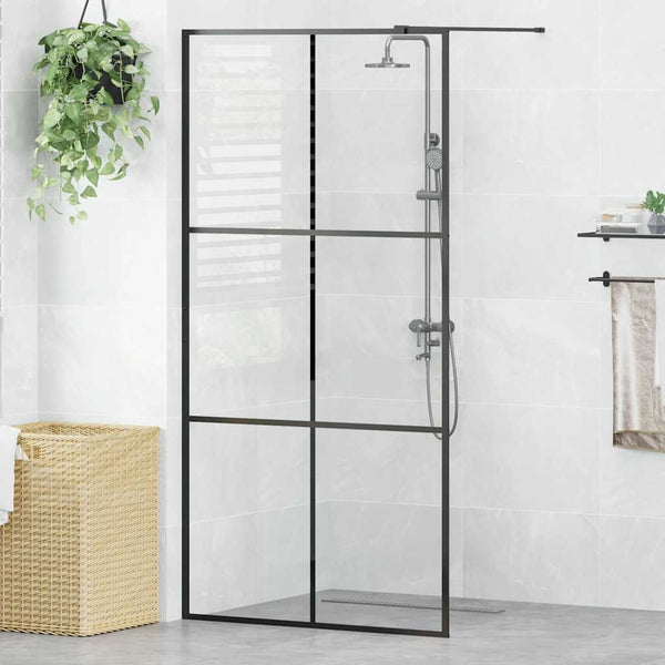 Divisória de chuveiro c/ vidro transparente ESG 100x195cm preto