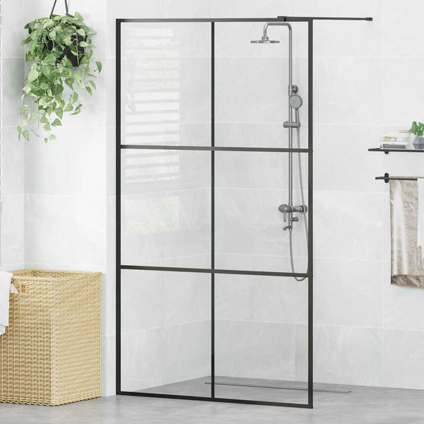 Divisória de chuveiro c/ vidro transparente ESG 115x195cm preto