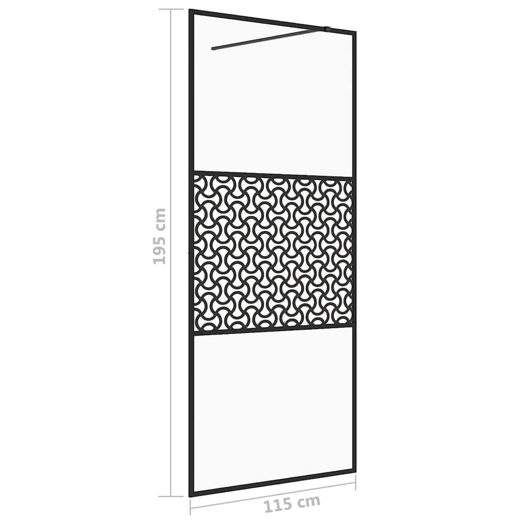 Divisória de chuveiro c/ vidro transparente ESG 115x195cm preto