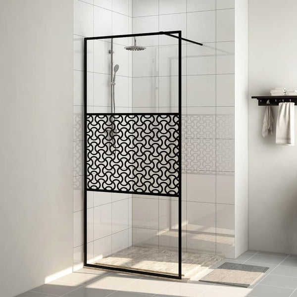 Divisória de chuveiro c/ vidro transparente ESG 115x195cm preto