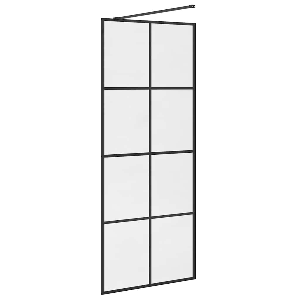 Divisória de chuveiro 80x195 cm vidro transparente ESG preto
