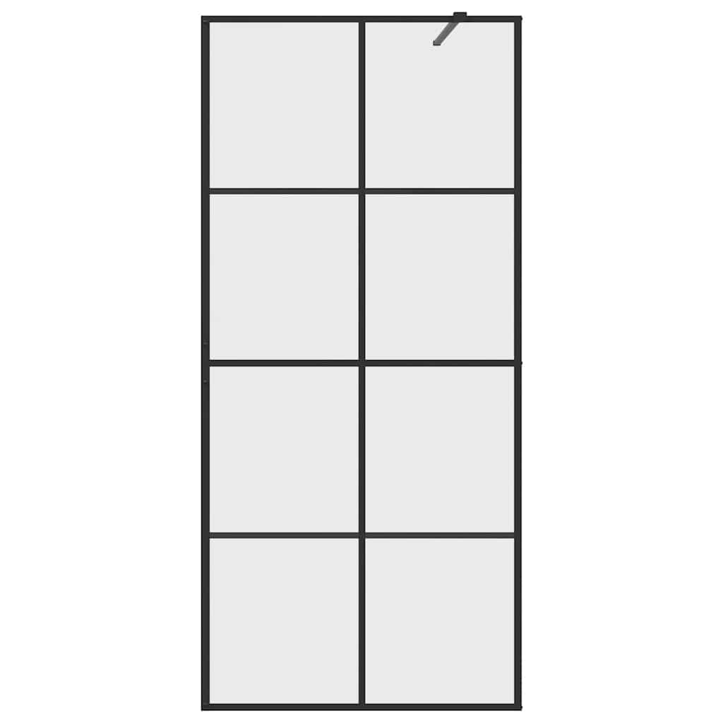 Divisória de chuveiro c/ vidro transparente ESG 90x195 cm preto