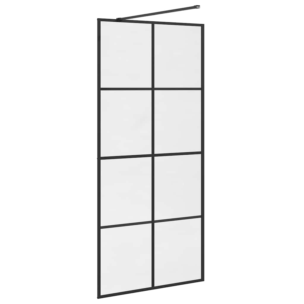 Divisória de chuveiro c/ vidro transparente ESG 90x195 cm preto