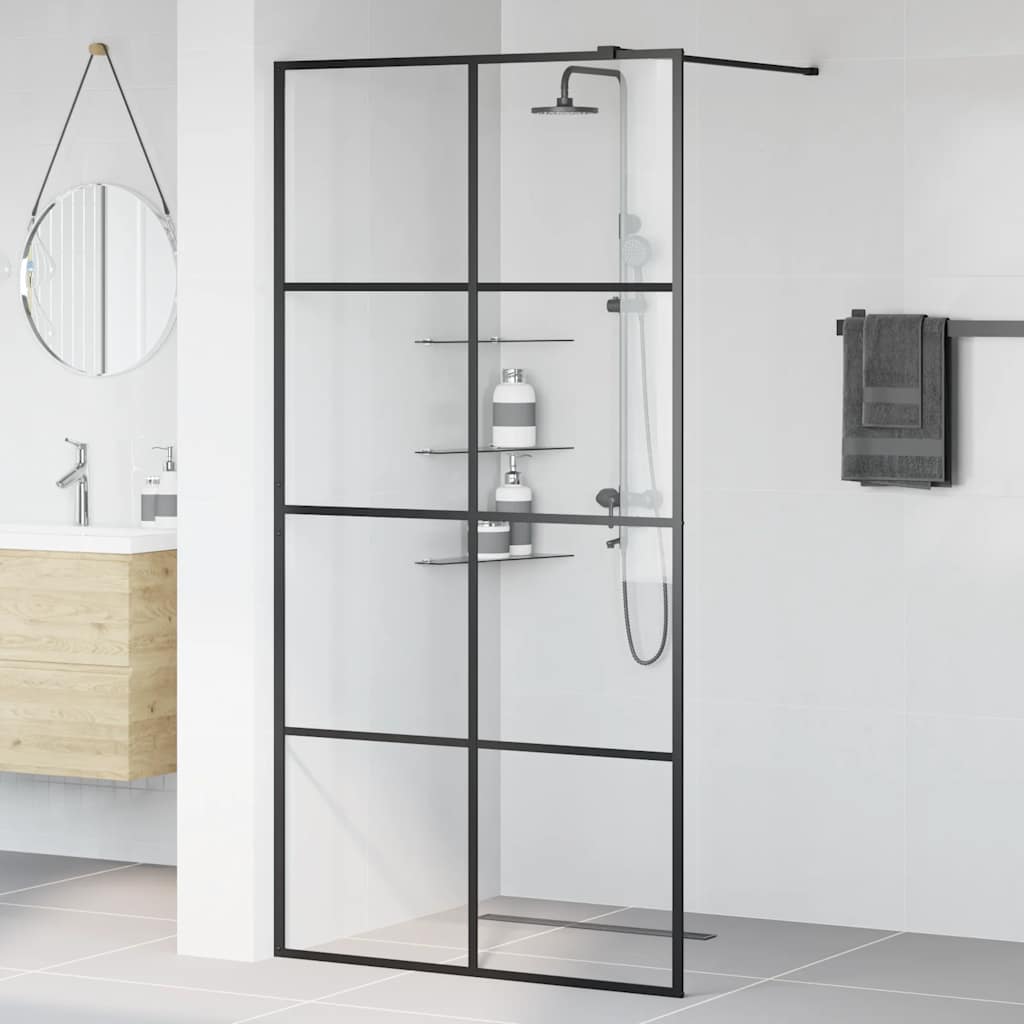 Divisória de chuveiro c/ vidro transparente ESG 100x195cm preto
