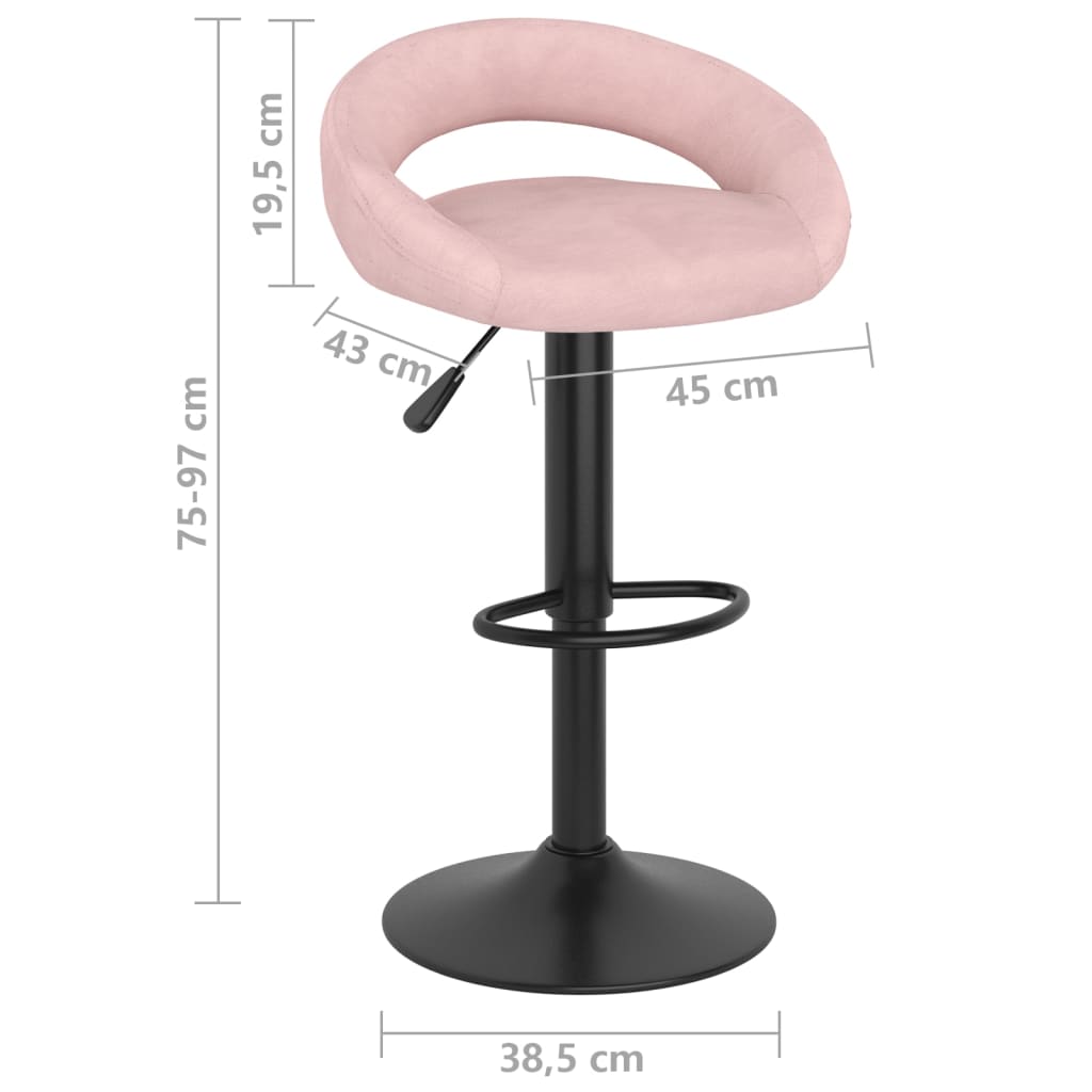 Bancos de bar 2 pcs veludo rosa