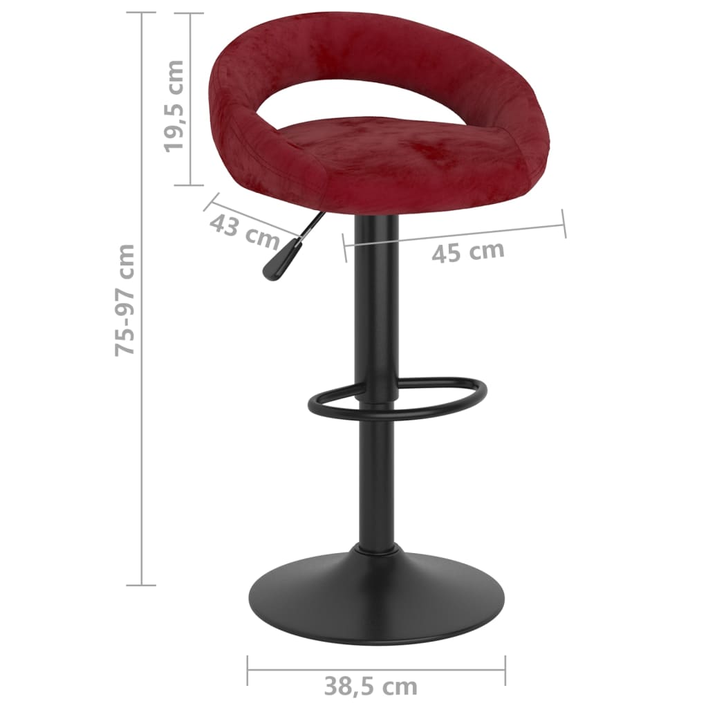 Bancos de bar 2 pcs veludo vermelho tinto
