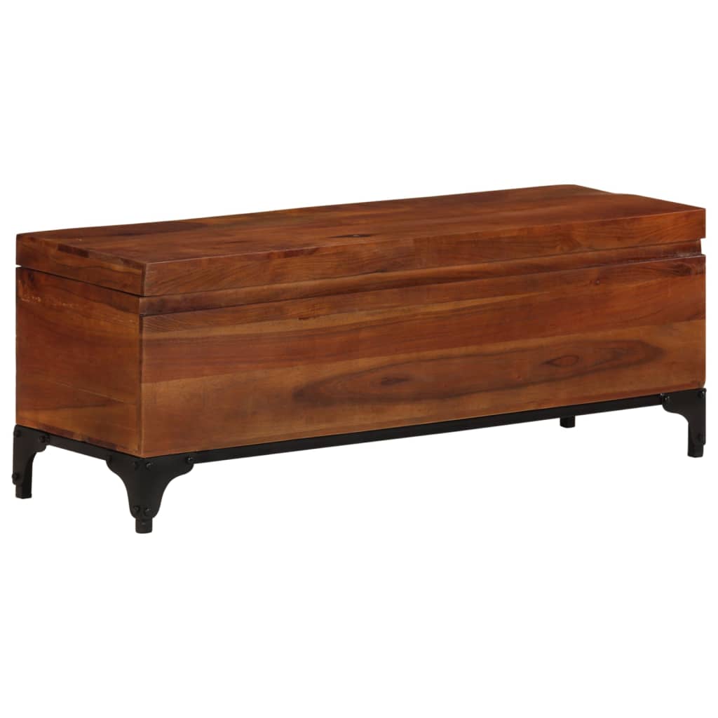Baú de arrumação 110x35x41 cm madeira de acácia maciça
