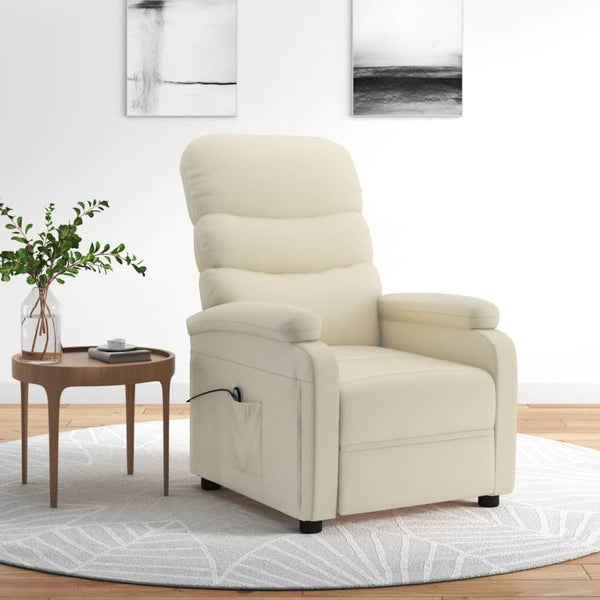Poltrona reclinável elétrica couro artificial cor creme