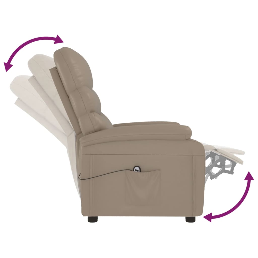 Poltrona reclinável elétrica couro artificial cor cappuccino