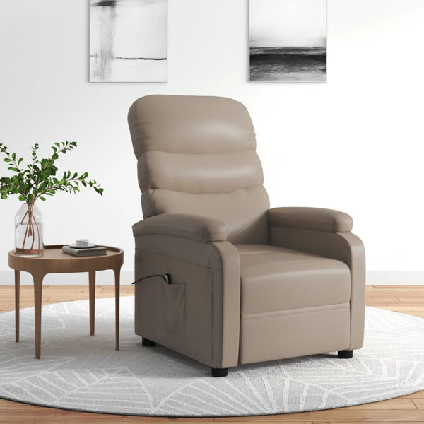 Poltrona reclinável elétrica couro artificial cor cappuccino