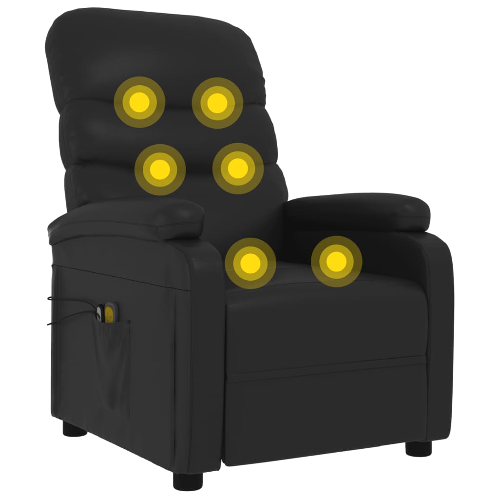 Poltrona de massagens elétrica couro artificial preto