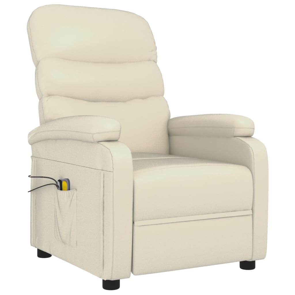 Poltrona de massagens elétrica couro artificial cor creme