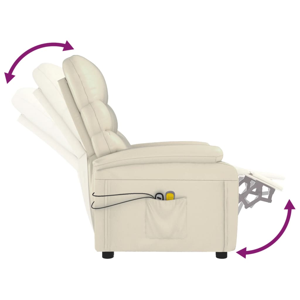 Poltrona de massagens elétrica couro artificial cor creme