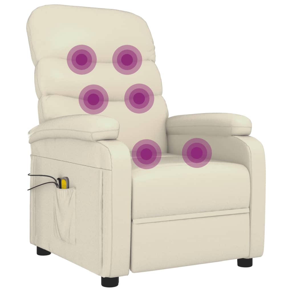Poltrona de massagens elétrica couro artificial cor creme