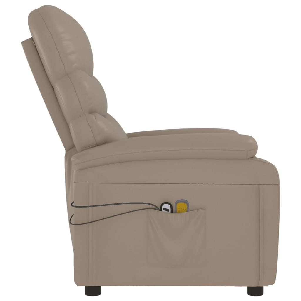 Poltrona massagens reclinável elétrica couro artif. cappuccino