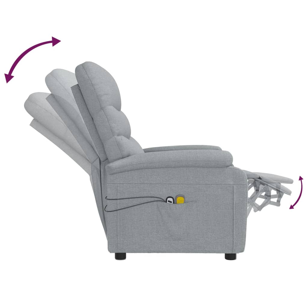 Poltrona de massagens elétrica tecido cinzento-claro
