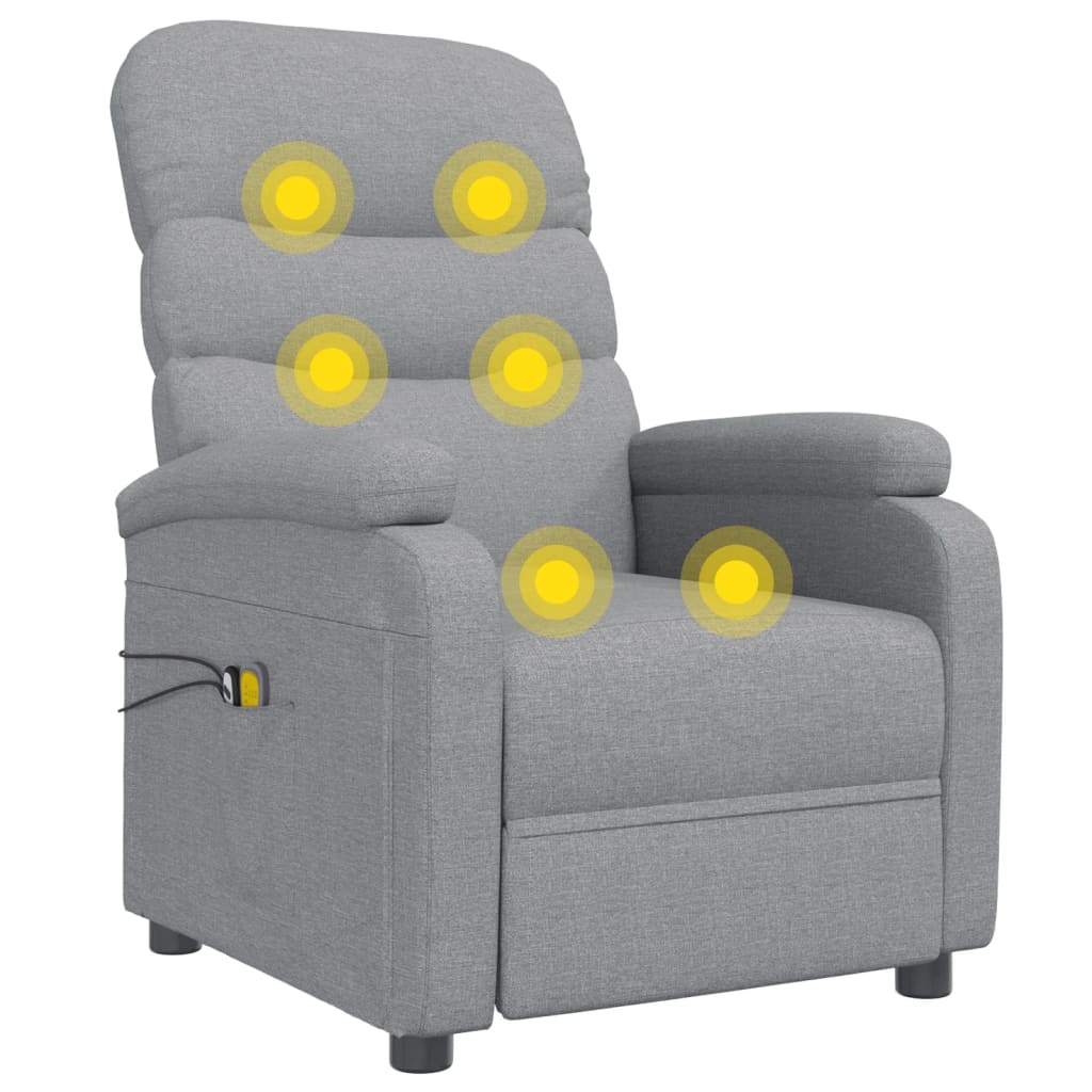 Poltrona de massagens elétrica tecido cinzento-claro